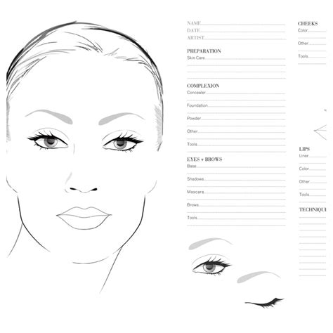 Printable Face Charts For Makeup Artists